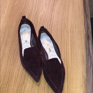 Nicholas Kirkwood Beya burgundy suede flats